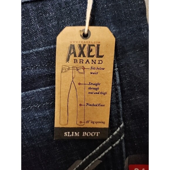TK Axel Slim Bootcut Jeans Mens 34x32 Blue Dark Wash Stretch NEW - Picture 9 of 13
